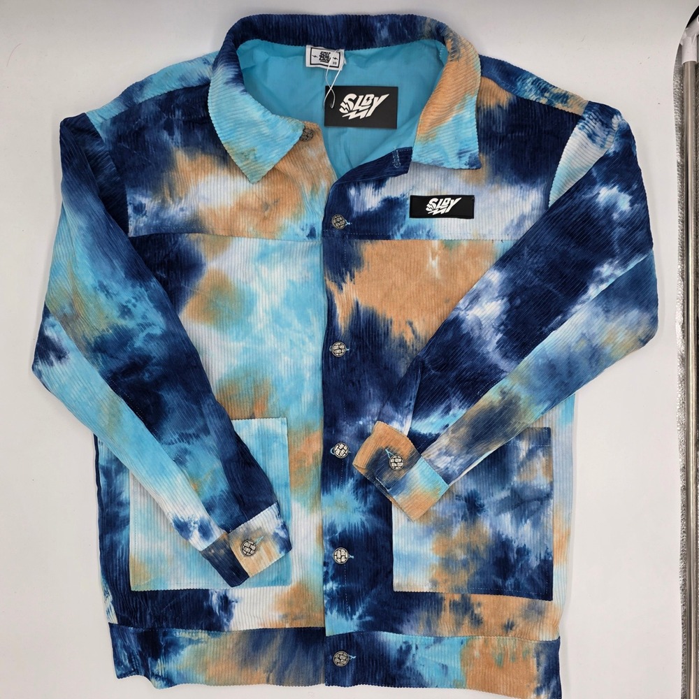 Sole Boy SLBY Tie Dye Corduroy Jacket Blue Tan Mens XS New With Tags